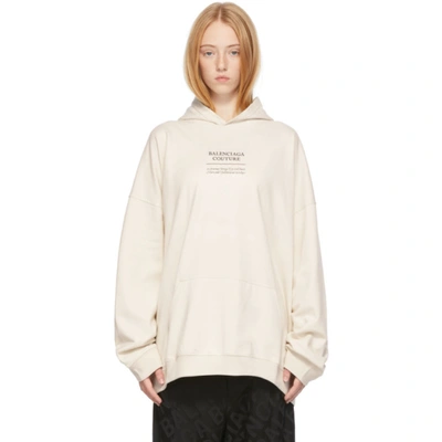 Balenciaga Off-white Couture Boxy Hoodie In 0905 Chalky White/bl