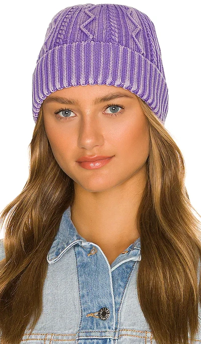 Free People Stormi Washed Cable Beanie In Violet