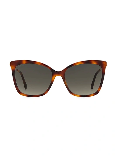 Jimmy Choo Ladies Tortoise Cat Eye Sunglasses Shade/s C9b 55 In Brown,tortoise