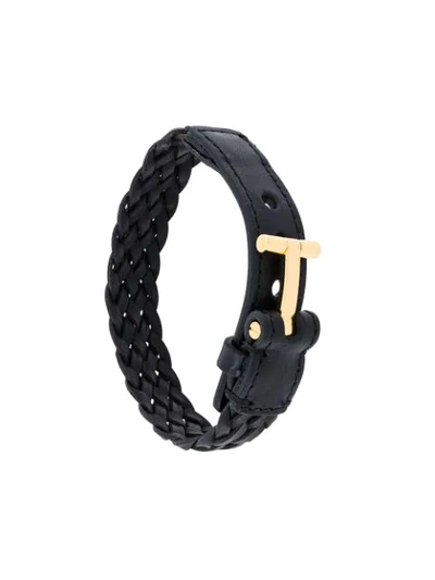 Tom Ford Braded T-logo Bracelet In Black