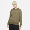 Nike Sportswear Essential Women's Fleece Pullover Hoodie In Olive/white