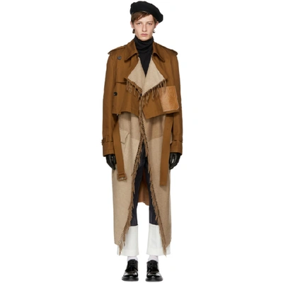 Loewe Layered Double-breasted Trench Coat In Brown