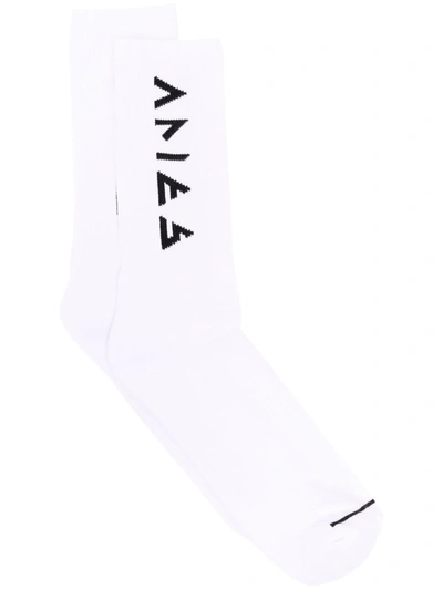 Aries White Cotton Socks