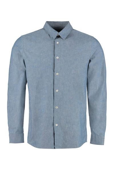 Apc A.p.c. Buttoned Denim Shirt In Blue