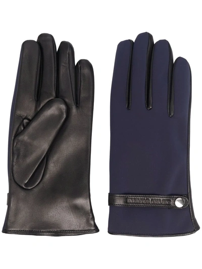Emporio Armani Classic Suede Gloves In Blue