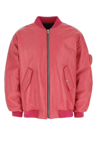 Prada Salmon Leather Padded Bomber Jacket Pink  Uomo S