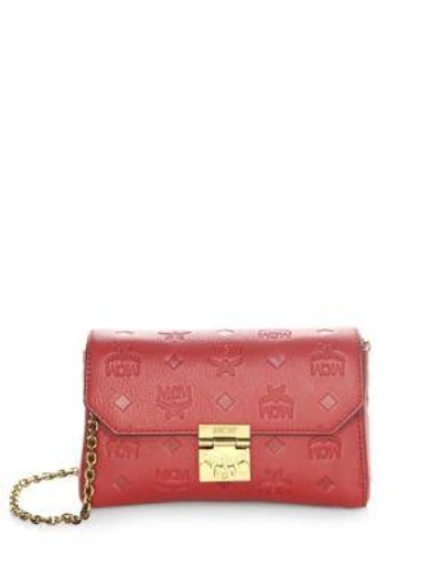 Mcm Millie Leather Clutch In Ruby Tan