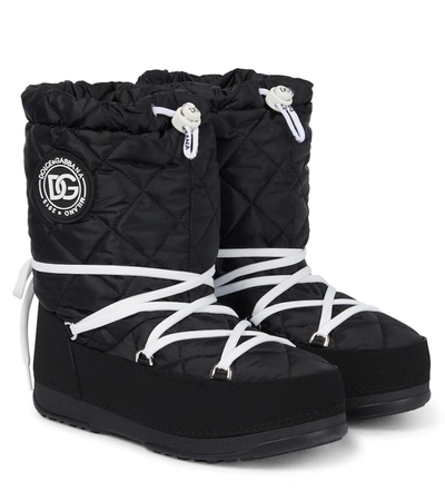 Dolce & Gabbana Kids' Quilted Nylon Snow Boots In 黑色,白色 | ModeSens