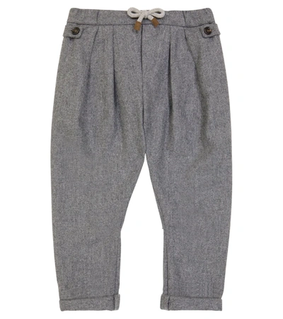 Brunello Cucinelli Kids' Wool Pants In Grey