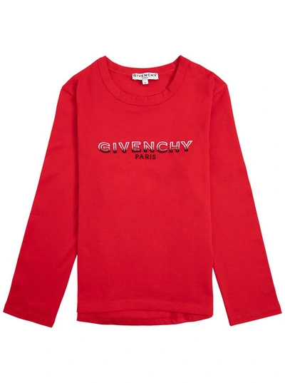 Givenchy Kids Logo Print Crewneck Sweatshirt In Red