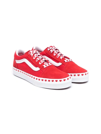 Vans Kids' Heart Foxing Old Skool Trainers In 红色