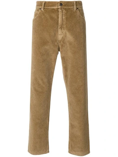 Stella Mccartney Tapered Cropped Cotton-velvet Trousers In Camel