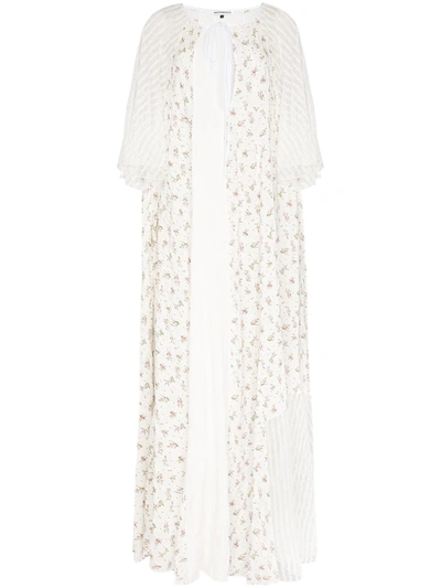 Masterpeace Striped-lace Floral Maxi Dress In Weiss