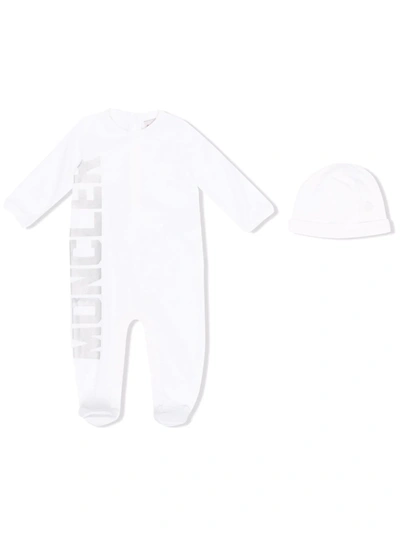 Moncler Babies' Logo-print Cotton Pajamas Set In White
