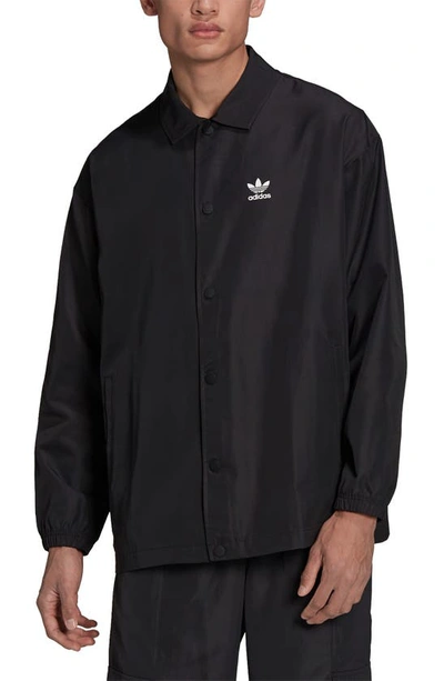 Adidas Originals Adidas Adicolor Classics Trefoil Snap-front Coach Jacket In Black