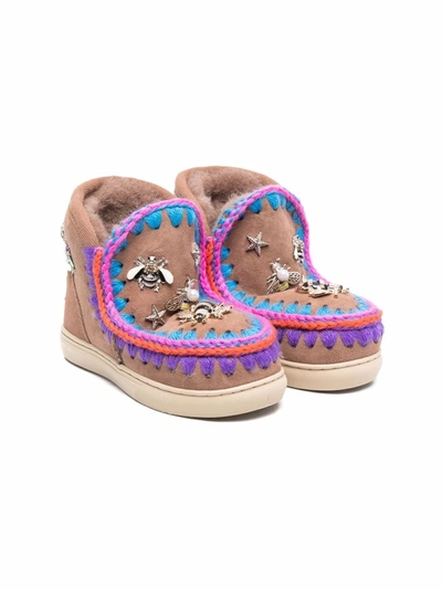 Mou Kids' Bee-charm Embellished Eskimo Boots In Multicolor