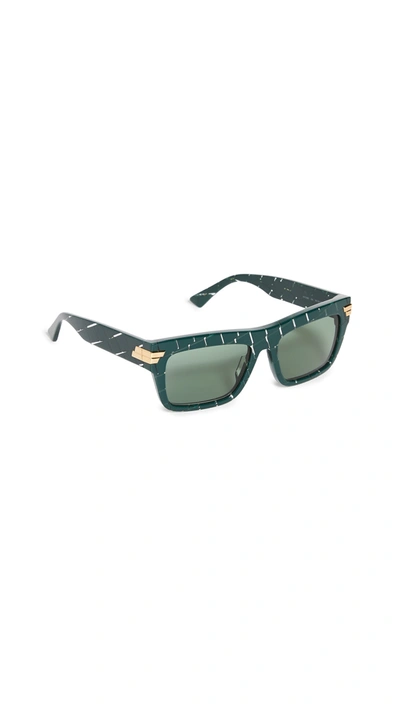 Bottega Veneta Bold Ribbon Rectangular Sunglasses In Green