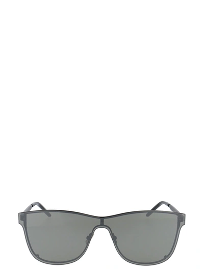 Saint Laurent Ladies Black Square Sunglasses Sl 51 Over Mask-03 99 In Black,silver Tone
