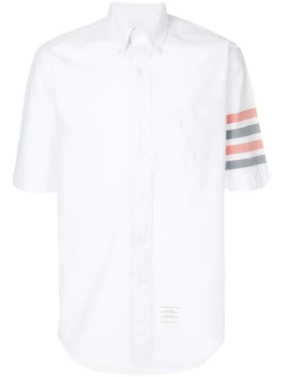 Thom Browne Woven 4-bar Armband Poplin Shirt In White