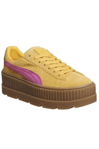 Puma X Fenty By Rihanna Womens/ladies Cleated Suede Creepers In Yellow