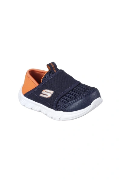 Skechers Childrens/boys Comfy Flex Slip-on Sneakers (navy/orange) In Blue