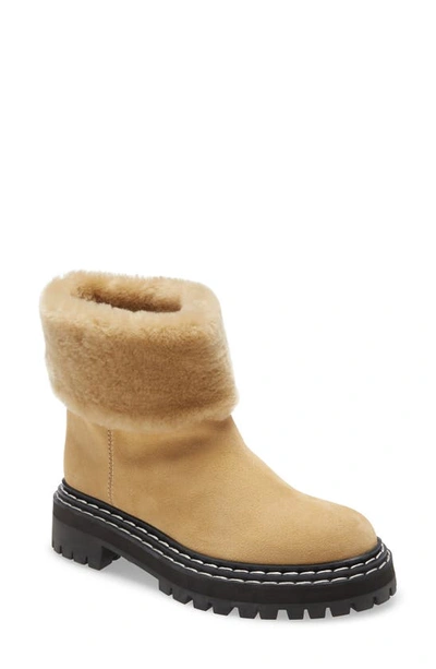 Proenza Schouler Shearling-trimmed Suede Ankle Boots In Beige