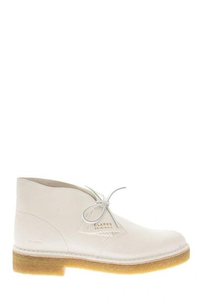 Clarks Desert Boot - Suede Ankle Boot In White