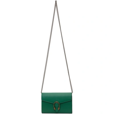 Gucci Green Mini Dionysus Wallet Chain Bag In 3120 Emerald/emerald