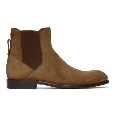 Ermenegildo Zegna Brown Suede Vienna Chelsea Boots In Sig Cognac