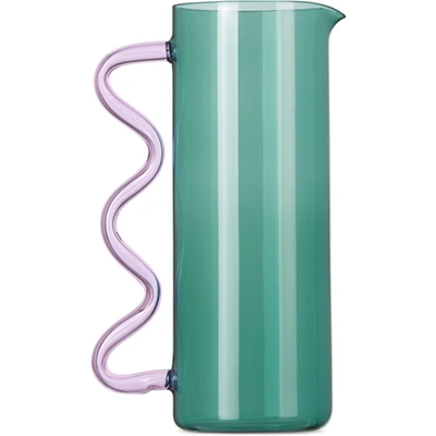 Sophie Lou Jacobsen Blue Wave Pitcher In Teal/lilac