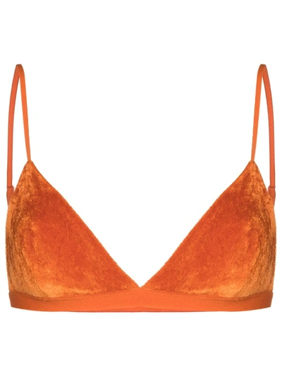 Baserange Mississippi Velvet Triangle Bra In Orange
