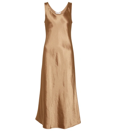 Max Mara + Leisure Talete Washed-satin Midi Dress In Gold