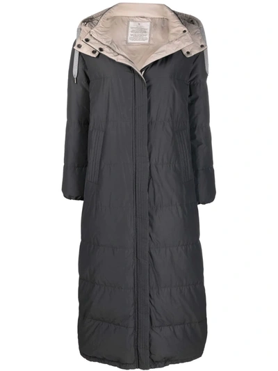 Brunello Cucinelli Hooded Water-resistant Long Coat In C2126 Charcoal