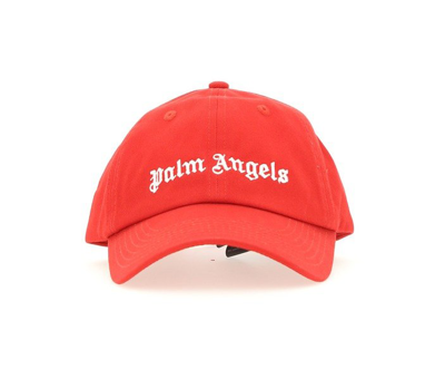 Palm Angels Logo-embellished Corduroy Cap In Red