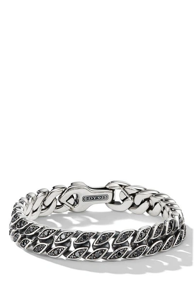 David Yurman Men's Curb Chain Bracelet With Black Diamonds In Silver, 11.5mm