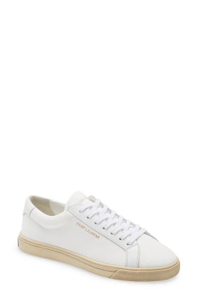 Saint Laurent Andy Low-top Canvas Sneakers In Off White