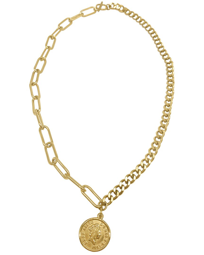 Adornia Mixed Chain Coin Necklace In Yellow