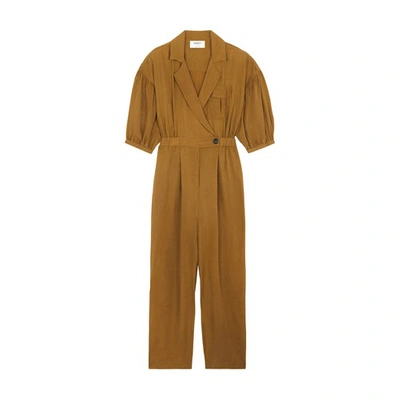 Ba&sh Chris Belted Cotton-twill Jumpsuit In Camel