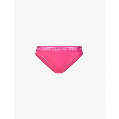 Calvin Klein Womens Party Pink Ck One Cotton-blend Logo-print Briefs Xl