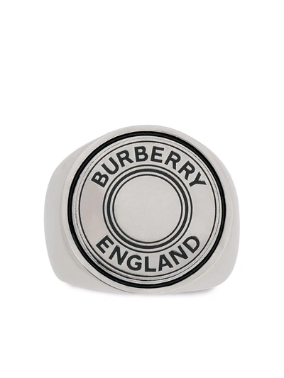 Burberry Logo Graphic Palladium-plated Signet R In Vintage Silver