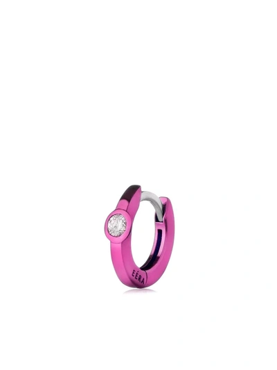 Eéra Women's 18k White Gold & Diamond Huggie Hoop Earring In Fuchsia