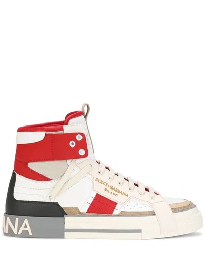 Dolce & Gabbana Leather Custom 2.zero High-top Sneakers In White