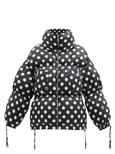 Dolce & Gabbana Polka Dot Oversized Padded Bomber Jacket In Black