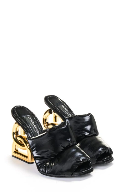 Dolce & Gabbana Piumino Slide Sandal In Black