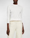 Loro Piana Featherweight Crewneck Long-sleeve Cashmere T-shirt In White
