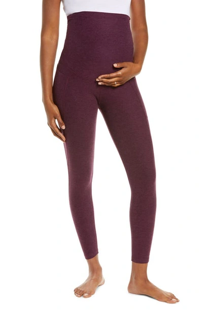 Beyond Yoga Out Of Pocket High Waist Maternity Pocket Leggings In Pale Plum Heather