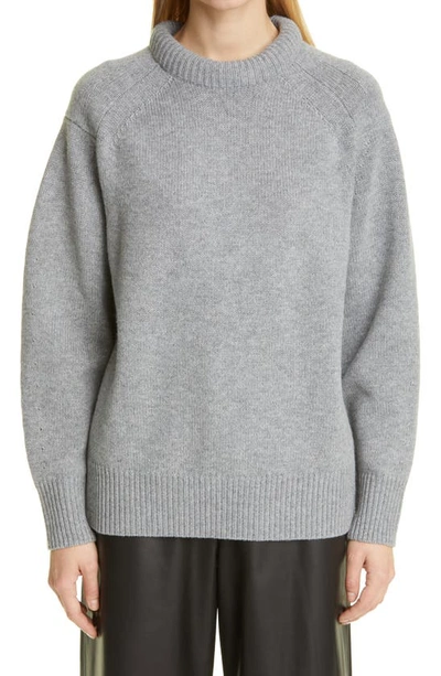 Loulou Studio Bruzzi Wool-cashmere Raglan-sleeve Crop Sweater In Grey Melange