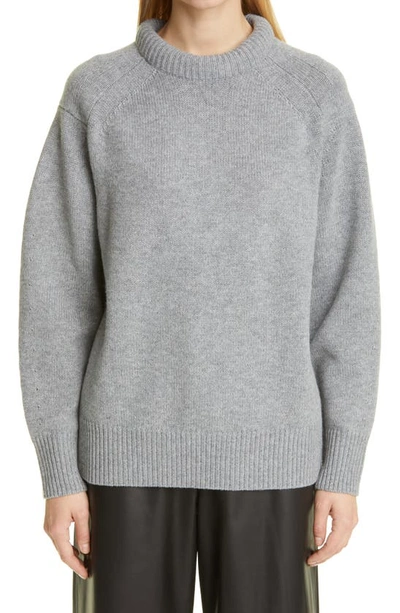 Loulou Studio Bruzzi Wool-cashmere Raglan-sleeve Crop Sweater In Grey_melange