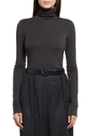 The Row Dembe Jersey Turtleneck Top In Smokey Brown