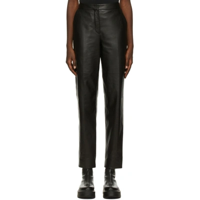 The Row Becker Straight Leg Calfskin Leather Pants In Black